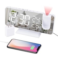 Projection Alarm Clock for Bedroom Ceiling Digital Clock Radio with USB Charger