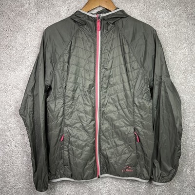 LL Bean Jacket Womens Medium Quilted Puffer Windbreaker Primaloft Running