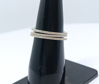 White Moissanite Gem Ring 925 Silver Connecter linked ring Wedding Band Ring