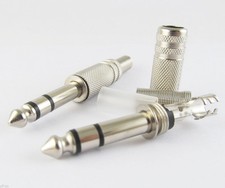 50pcs Stereo Metal Male Plug Audio Cable Connector w/Spring Tail 1/4" 6.35mm
