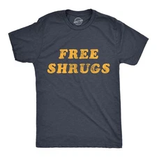 Mens Free Shrugs T Shirt Funny Introvert Hugs Sarcastic Novelty Graphic Tee