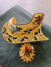 Lenox Winter Greetings Metal Sleigh Toleware Centerpiece Nuthatch Holly W/ Box