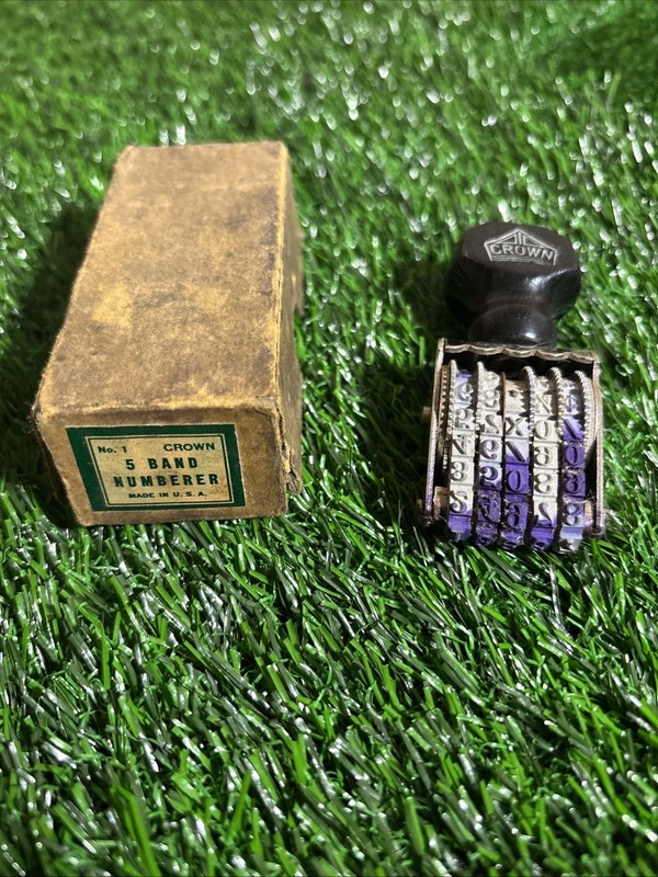 Vintage No. 1 CROWN 5 Band Numberer  Stamp