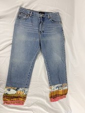 ALLEN B. by Allen Schwartz Floral Embroidered Mod Jeans Fabric Accent Button Fly