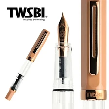 F nib - New TWSBI ECO Edition Fountain Pen - Cafe Coffee Rose Gold