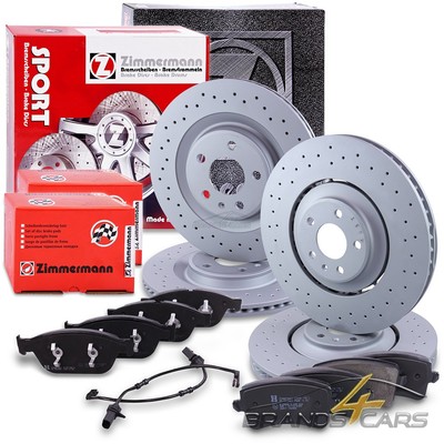 ZIMMERMANN SPORT-BREMSSCHEIBEN +BREMSBELÄGE VORNE+HINTEN FÜR AUDI Q5 SQ5 8R