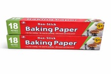 White Baking Parchment Paper Roll Non Stick Greaseproof Oven Safe 18m x 2
