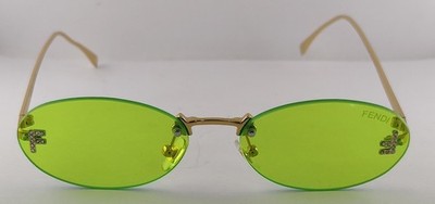Fendi Gold Frame Sunglasses with Green Lenses FENDI EYEWEAR Fendi Sky round-frame gold-tone sunglasses  main image 2