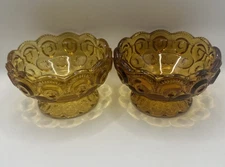 L.E. Smith Amber Glass Fairy Lamp Bases Only Moon And Stars Lot Of 2