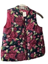 Gymboree Girls Zip Up Puffer Vest Size 7/8 Floral pink Magenta CL-6