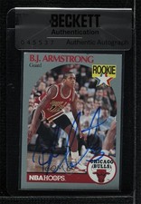 BAS 1990-91 NBA Hoops BJ Armstrong #60 Seal of Authenticity Auto 3c7