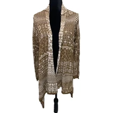 Sun & Shadow Cardigan Women Large Ethnic Aztec Boho Long Sleeve Wrap Sweater