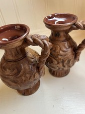 Paar Vintage Faux Bois Studio/Volkskunst Kr&uuml;ge rustikal (franz&ouml;sisch)