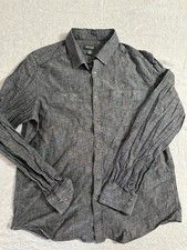 Kenneth Cole Reaction Men's Size Large L Button Shirt Gray Long Sleeve Collar