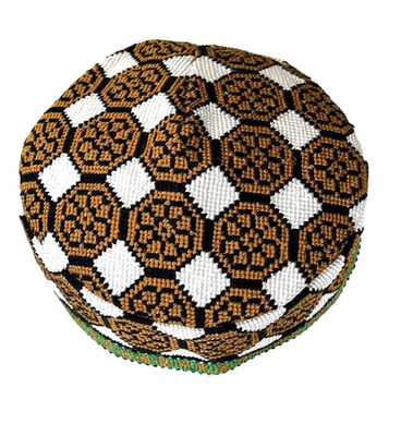 UZBEK IROQI TRIBAL HAND EMBROIDERED SILK HAT - APPROX 22.25  display picture 1