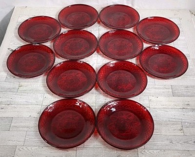 Cristal d'Arques Luminarc Red Ruby Glass 8'' Holiday Luncheon Salad Plate - 12pc