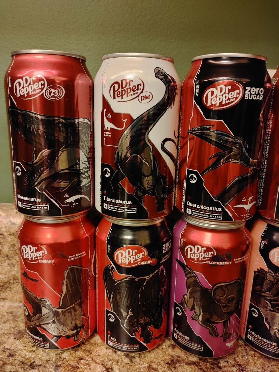 Dr. Pepper Jurassic World Rebirth Collector Lot FULL Set Cans 2025