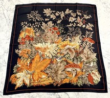 Vintage Autumn Botanical Scarf Birds Mushroom...