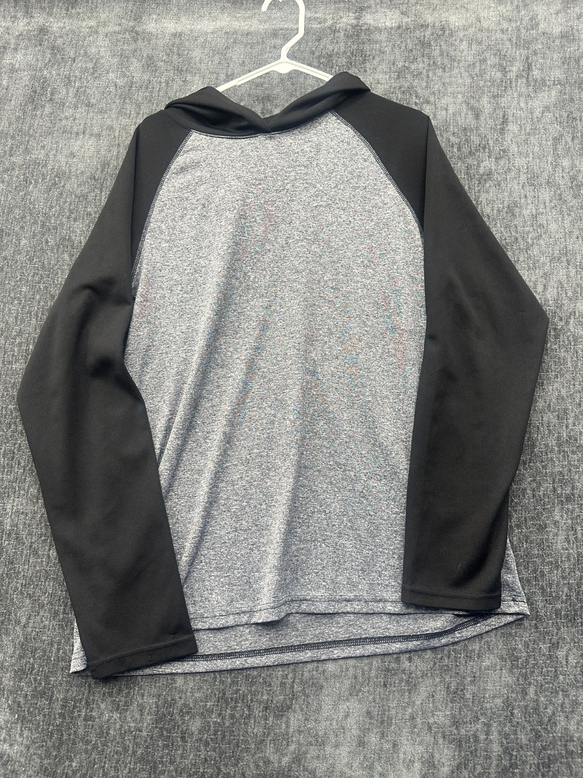 ZonePRO Top Mens XL Gray Black Colorblock Raglan Sleeve Hooded Running Athletic