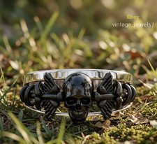 14K Black Gold Finish Gothic Black Winged Sku...