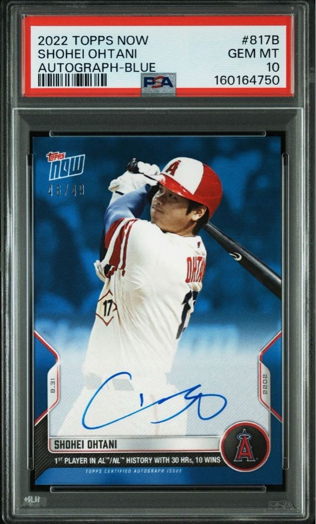 Shohei Ohtani 2022 Topps NOW Blue On Card Auto /49 PSA 10 Angels 30HR