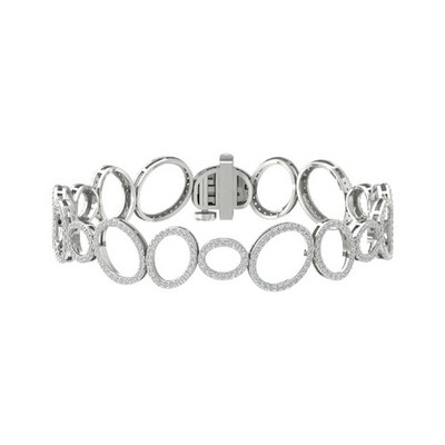 10k White Gold Lab Grown Diamond Fashion Bangle Bracelet 7'' Holiday Gift