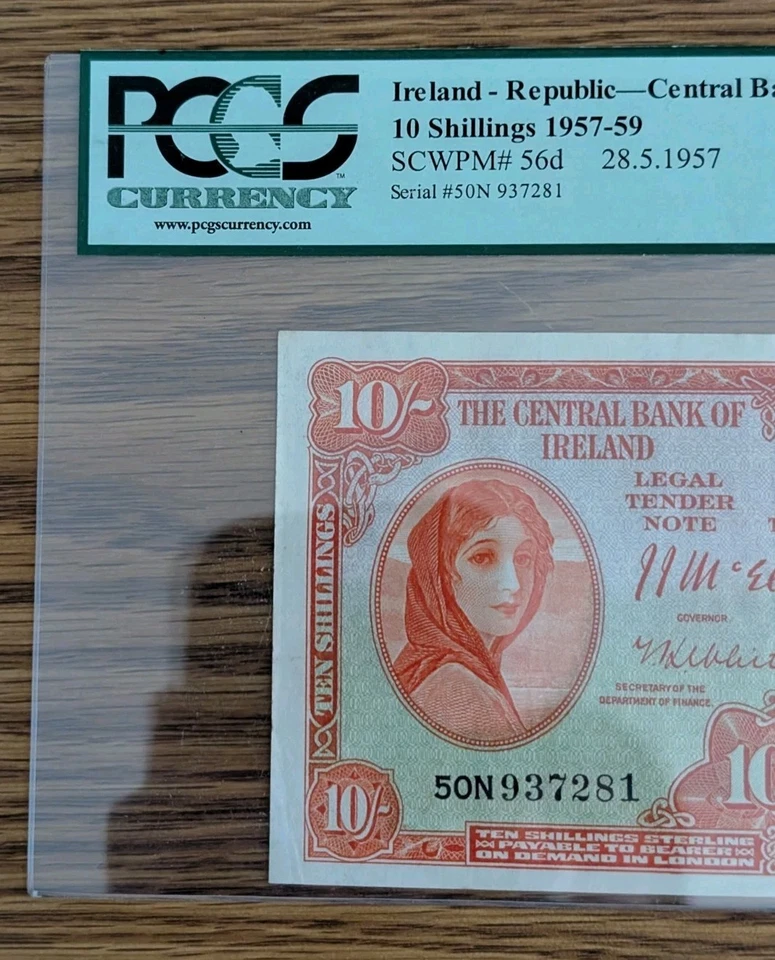 Republic of Ireland - Old 10 Shilling Note - 1957-1959 PCGS VF 35PPQ - Image 2 of 4