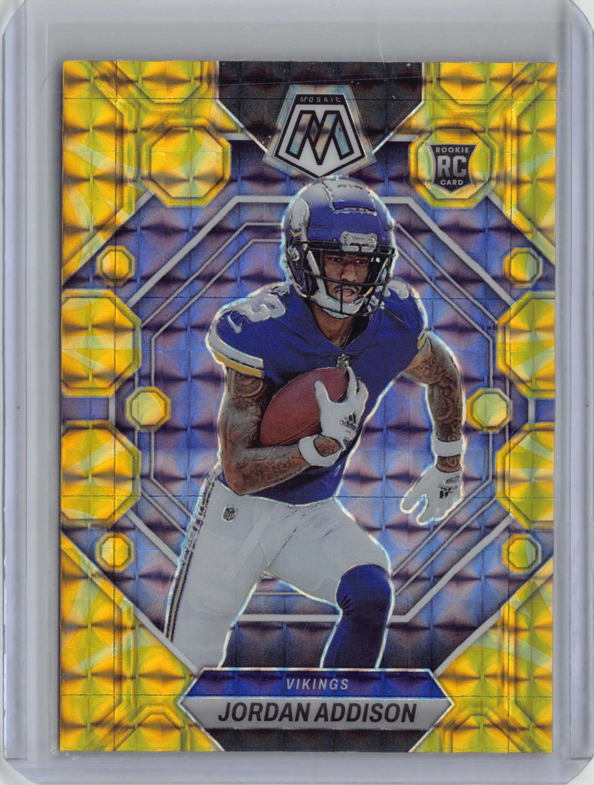 2023 Panini Mosaic #337 Jordan Addison Reactive Yellow Mosaic
