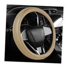 Leather Steering Wheel Cover, Breathable Anti-Slip Car Steering Wheel Beige