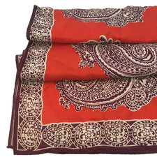 VINTAGE RED PURPLE FLORAL PAISLEY RECTANGLE SILK SCARF WOMENS 43"x13"