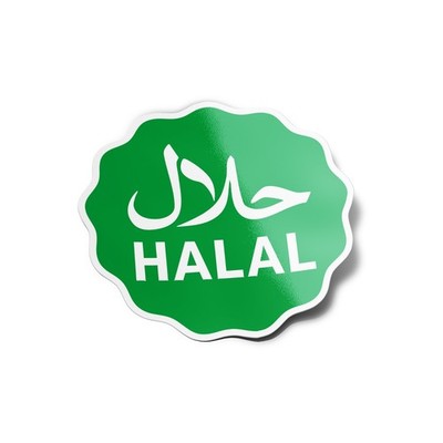 Pack x5 STICKERS STICKERS Vinyl Halal Certification Food Snack 8cm