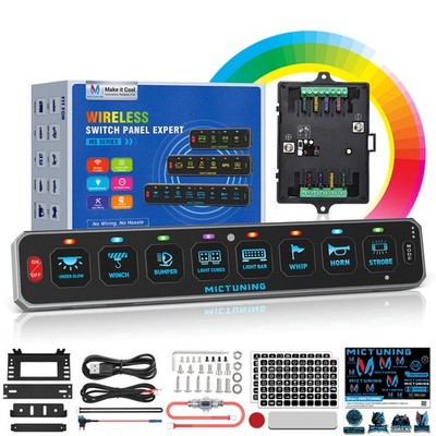 Wireless 197FT Slim 6/8 Gang RGB Switch Panel LED Circuit Relay Control System