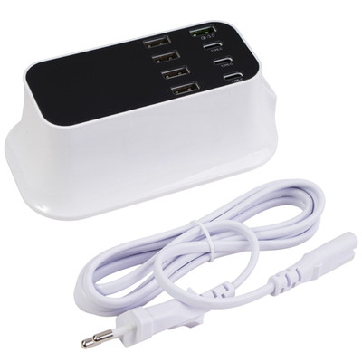 42W Schnell Ladegerät QC 8-Fach Netzteil USB-C USB-A Desktop Ladestation