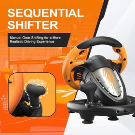 V3 Pro Dual Motor Vibration Steering Wheel & Foldable Pedals for Casual Racing