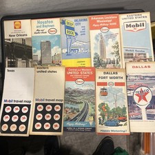 Lot (10) Vintage 50-70’s Maps Shell Texaco Deep Rock Esso Enco Mobil