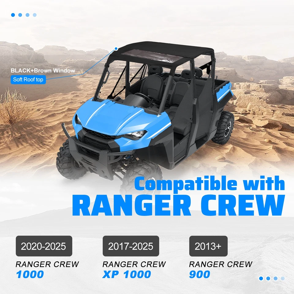 Soft Roof Top For Polaris Ranger Crew 1000/900/570/Crew XP/PRO XD 4000 15-25 UTV - Image 3 of 4
