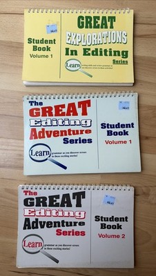 Great Explorations in Editing Adventures Student Book Volume 1 & 2 Lot of 3