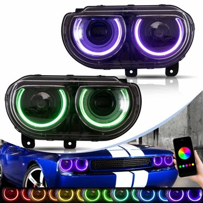 RGB LED Scheinwerfer Für 2008-14 Dodge Challenger VLAND Projektor Frontleuchten