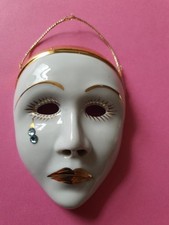 Porcelain Face Mask Wall Hanging 12cm By 9cm Approx.