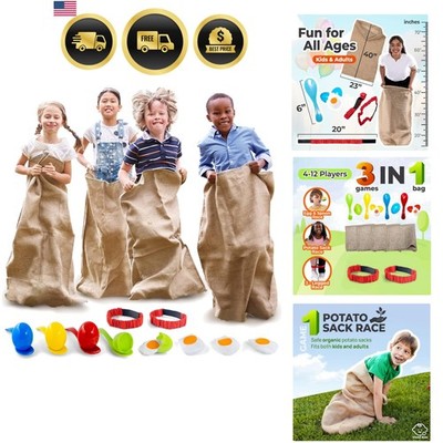 Outdoor Field Day Games, Potato Sack Race Bags for Kids and Adults, Egg and S...