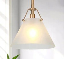 Uolfin Mid-Century Modern Cone Kitchen Island Pendant Light, Frosted Glass 12C