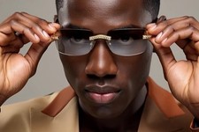 Retro Wood Buffs Vintage Style 90s Gangster Rimless Clear Lens Square EyeGlasses