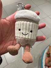 Jellycat Amuseables Coffee To Go Bag Charm Plush Keychain - NWT Dust Bag Gift