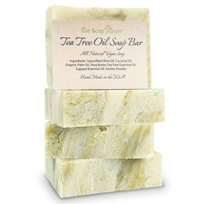 Tea Tree Soap Bar - 4 Large 4.5oz Natural Oil Bars Handmade in USA - Fights