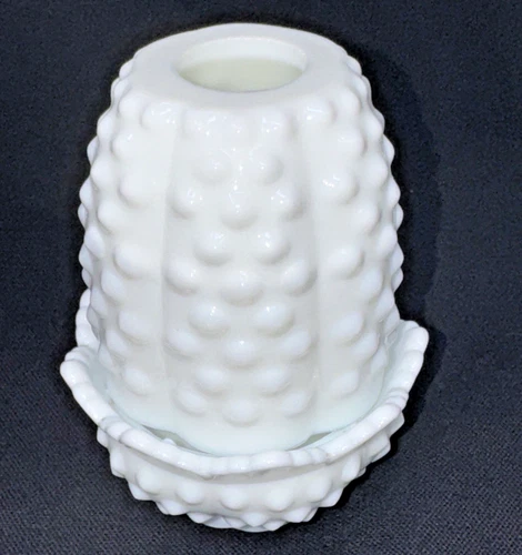 Fenton Vtg Fairy Lamp Light White Hobnail Milk Glass 4.5" Tealight Candle Holder