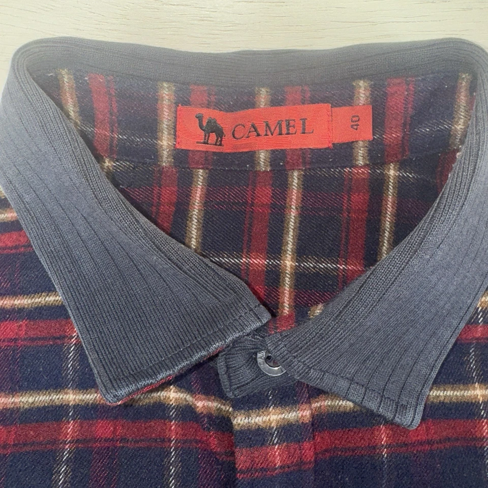 Vintage Camel Shirt Mens Small Plaid Long Sleeve Button Up 40 - Image 2 of 4
