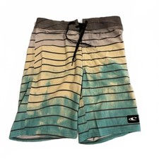 O'Neill Boys Blue Striped Swim Trunks Broad Shorts Size 12