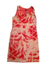 Ann Taylor Sheath Dress Womens 10 Pink Floral Stretch Side Zip Empire Waist