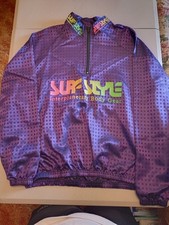 Vintage Surf Style 1/4 Zip Iridescent Purple Windbreaker Jacket Adult Large