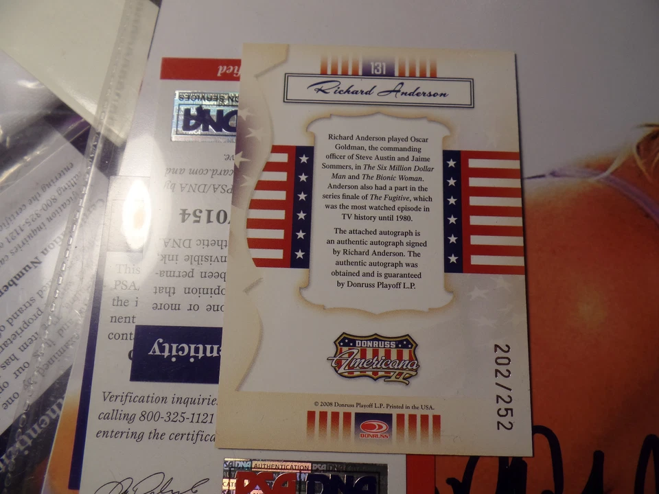 RICHARD ANDERSON auto 6M DOLLAR MAN autograph signed 2008 Donruss Americana - Image 2 of 2